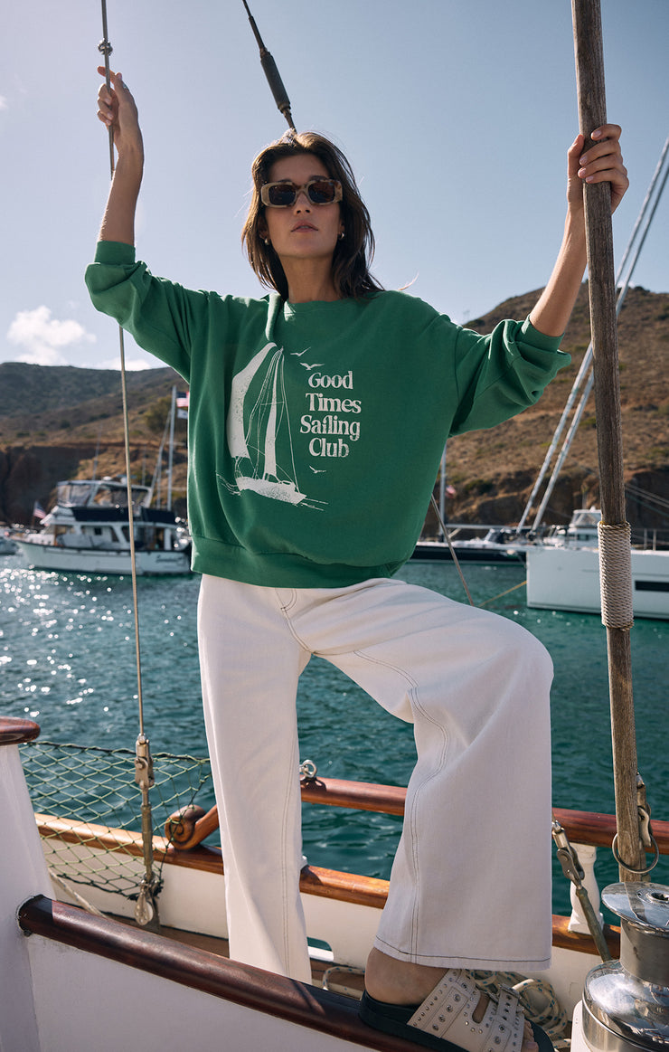 Tops Sail Away Sunday Sweatshirt Botanical Green