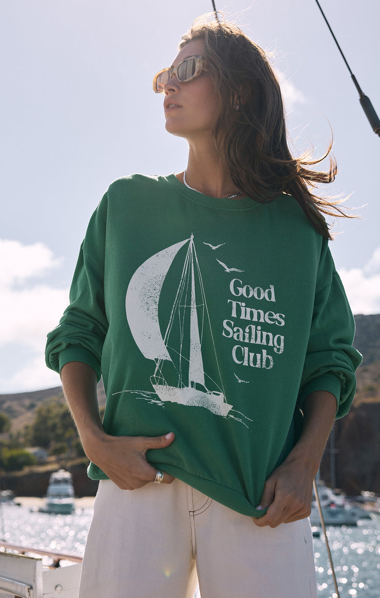 Tops Sail Away Sunday Sweatshirt Botanical Green