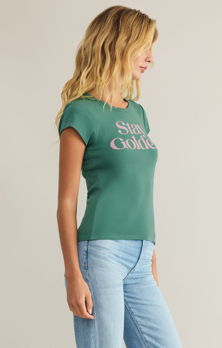 Tops Stay Golden Cheeky Tee Botanical Green