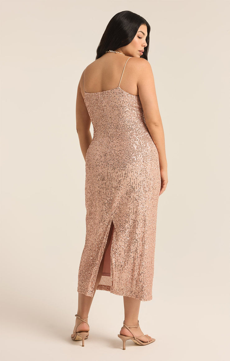 Dresses Paulina Sequin Midi Dress Rose Gold