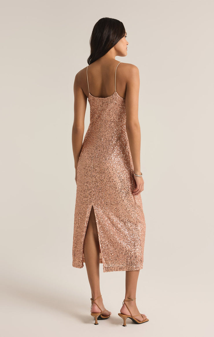 Dresses Paulina Sequin Midi Dress Rose Gold