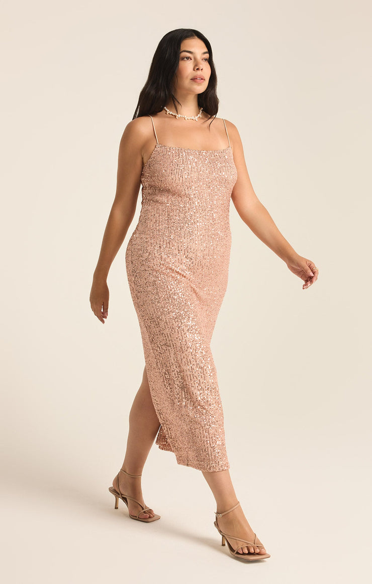 Dresses Paulina Sequin Midi Dress Rose Gold