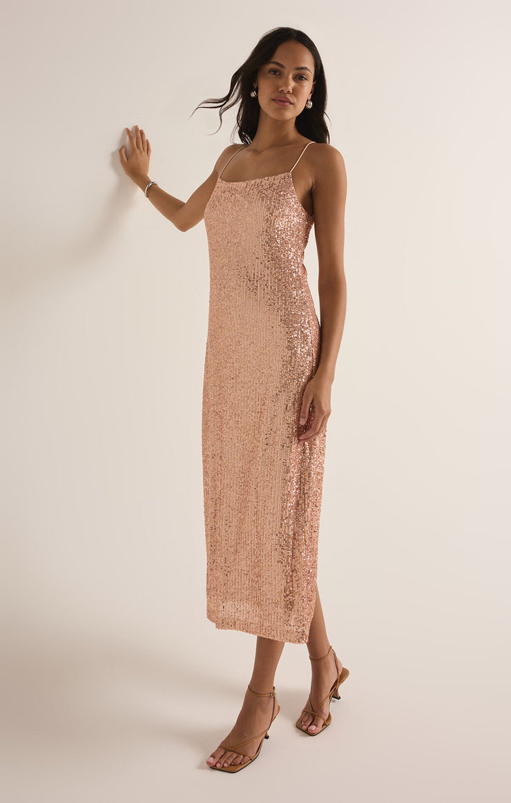 Dresses Paulina Sequin Midi Dress Rose Gold