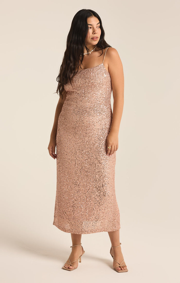 Dresses Paulina Sequin Midi Dress Rose Gold