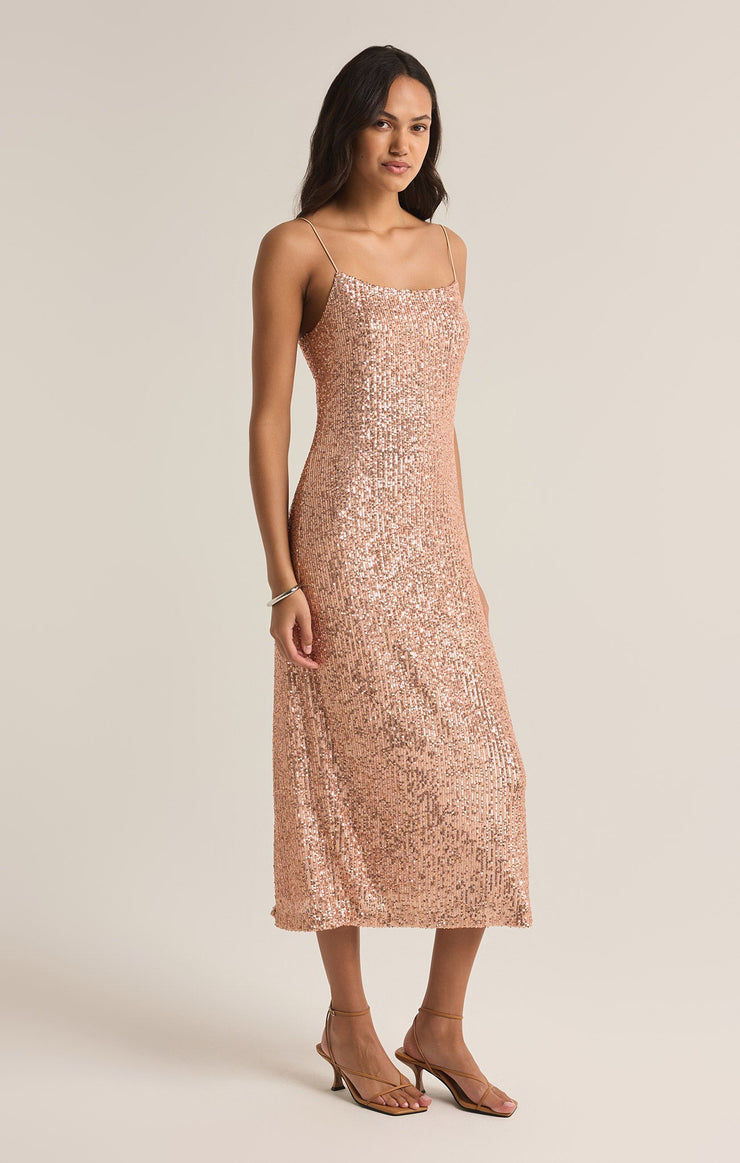 Dresses Paulina Sequin Midi Dress Rose Gold