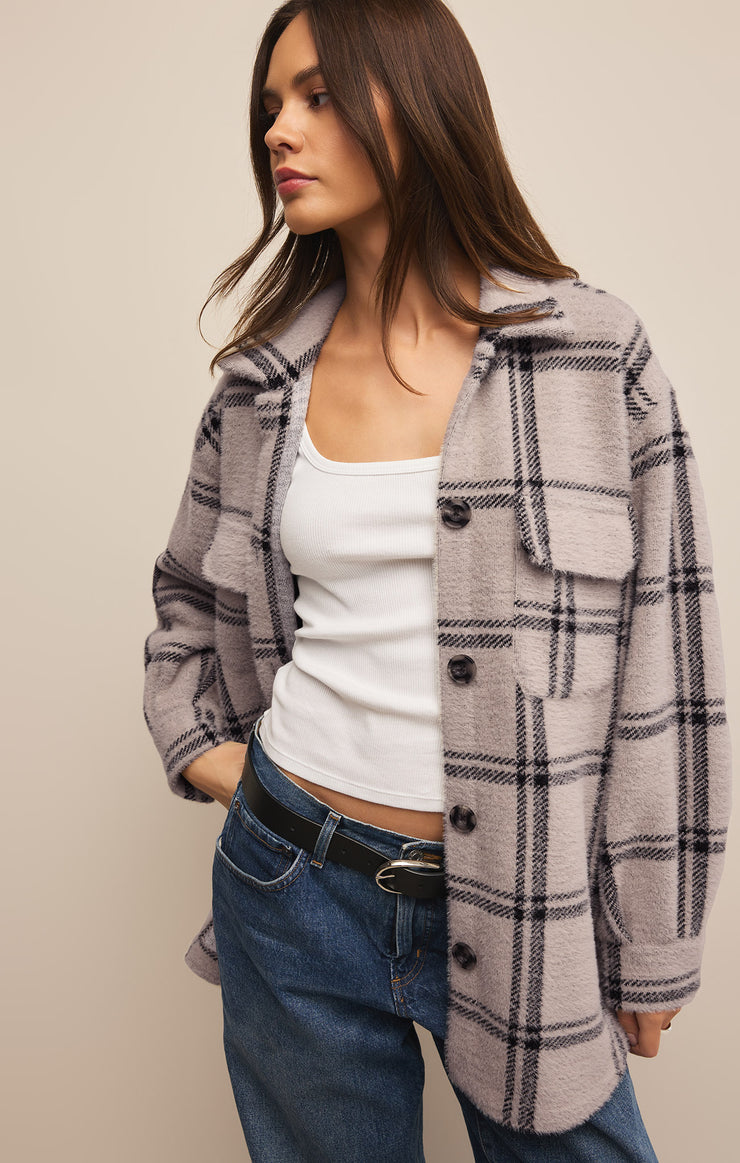 Jackets Plaid Tucker Shirt Jacket Crystal Grey