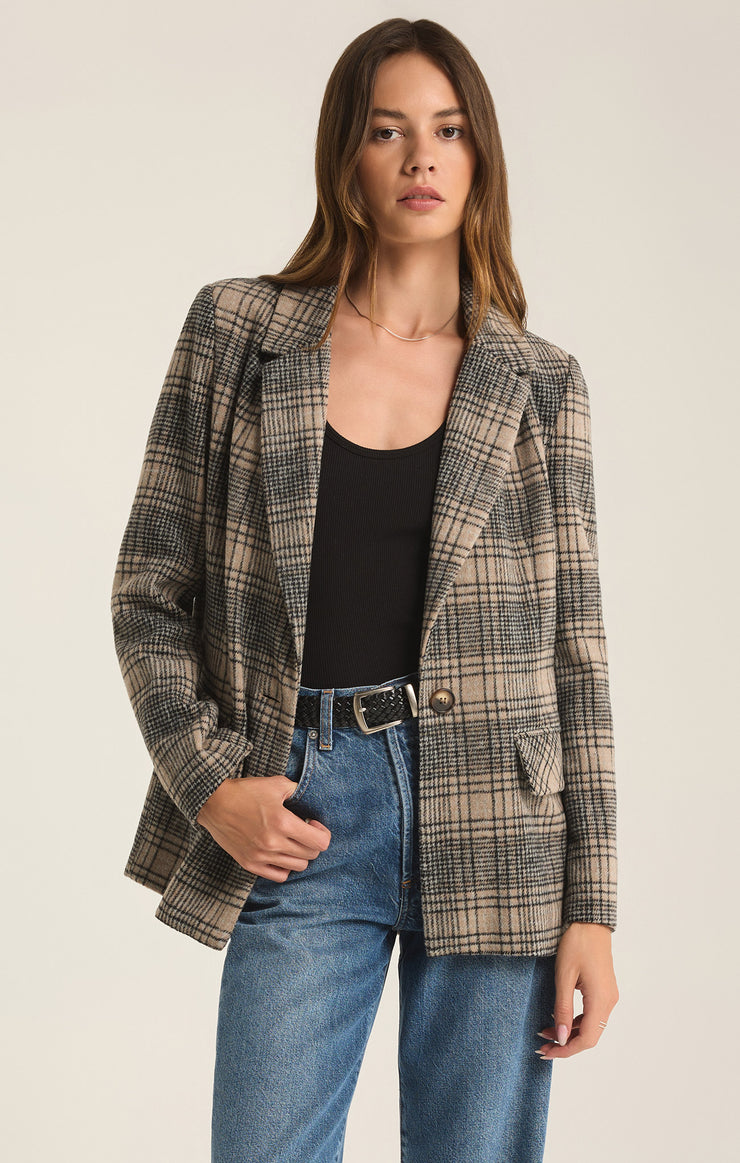 Jackets Kingston Relaxed Plaid Blazer Earthen Grey