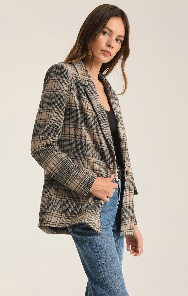 Jackets Kingston Relaxed Plaid Blazer Earthen Grey