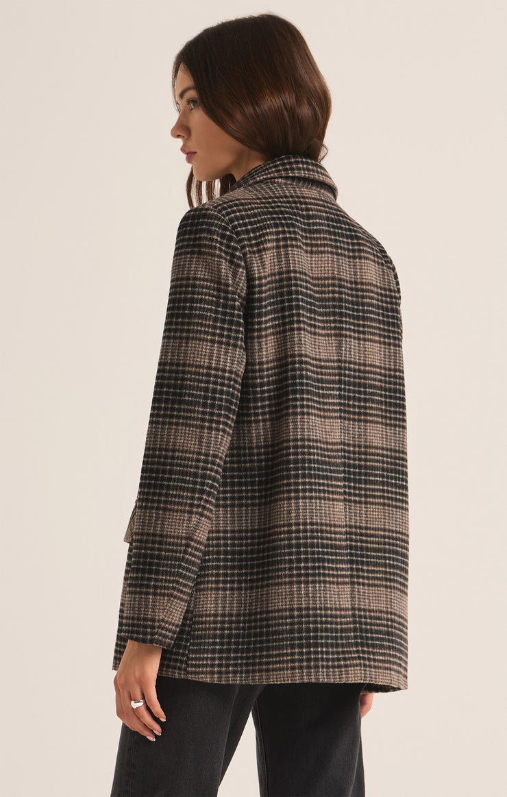 Jackets Kingston Relaxed Plaid Blazer Latte