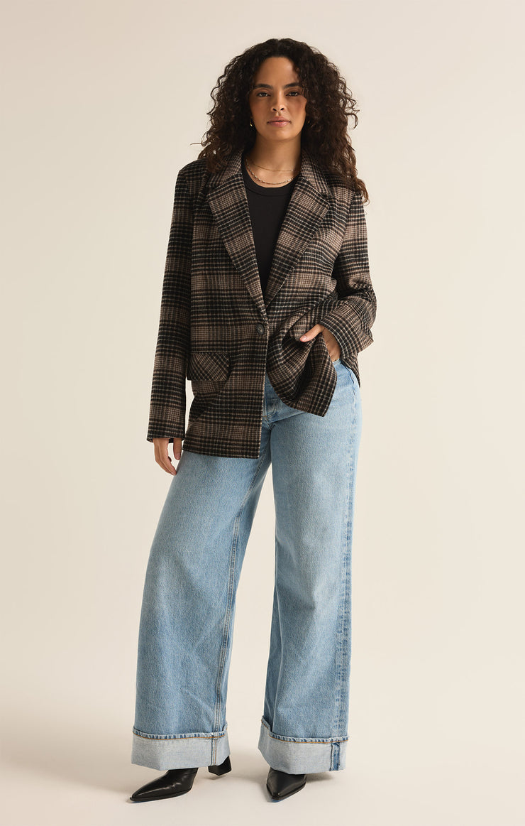 Jackets Kingston Relaxed Plaid Blazer Latte