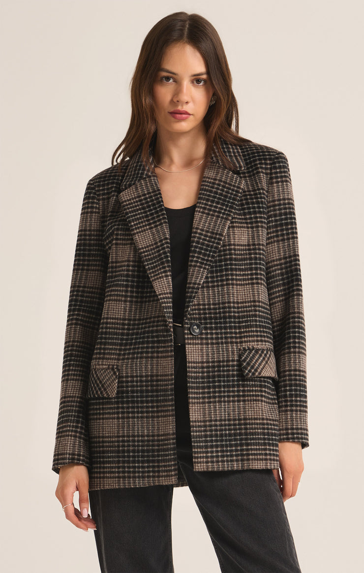 Jackets Kingston Relaxed Plaid Blazer Latte