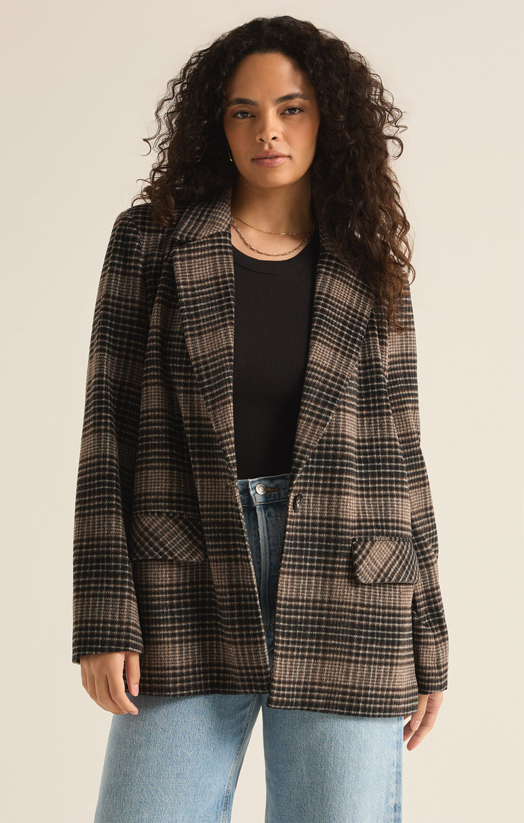 Jackets Kingston Relaxed Plaid Blazer Latte