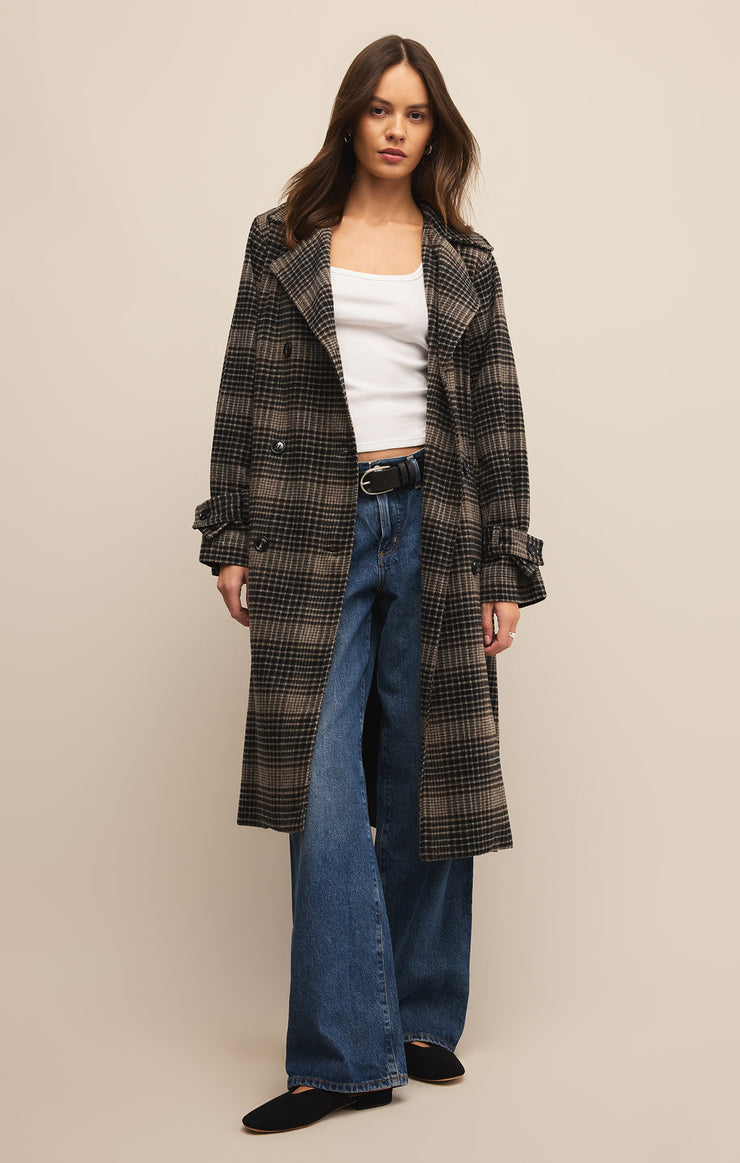 Jackets Jackie Plaid Trench Latte