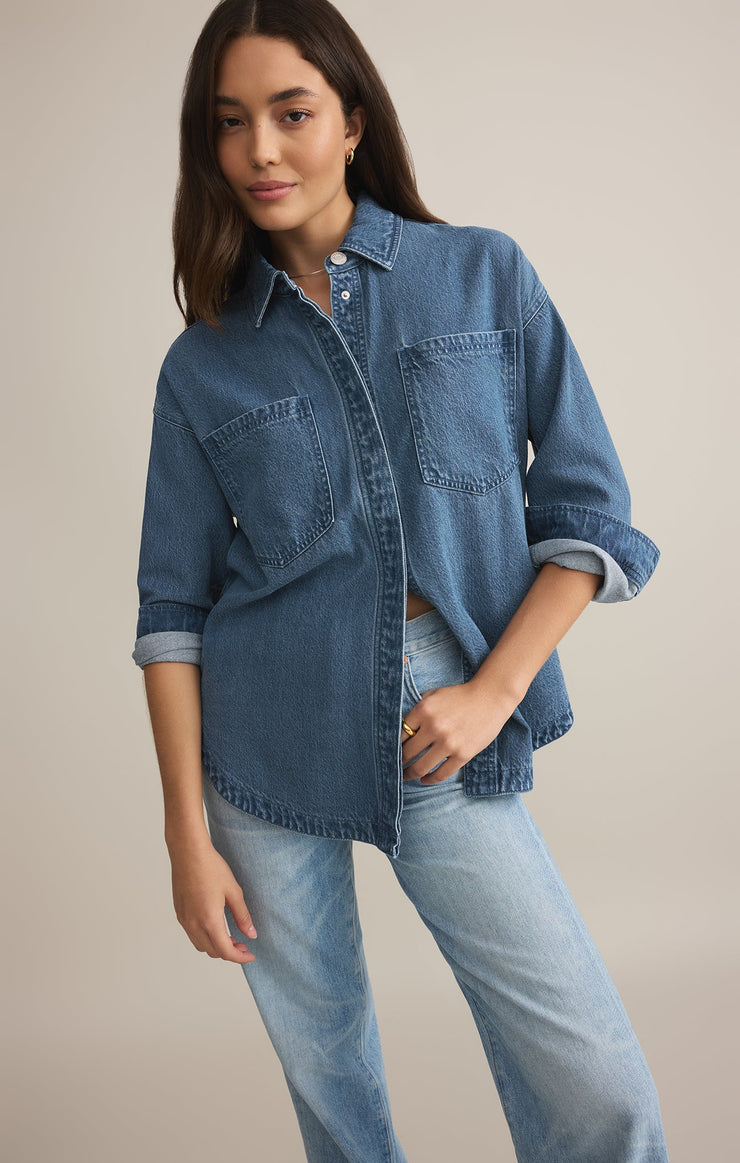 Jackets All Day Luxe Soft Denim Jacket Worn Indigo