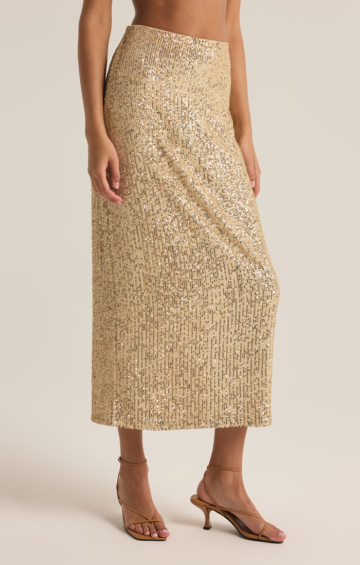 Skirts Saturn Sequin Midi Skirt Champagne