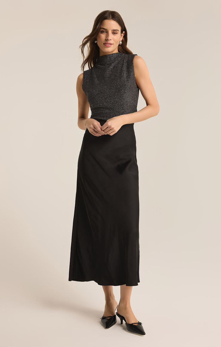 Skirts Europa Luxe Sheen Midi Skirt Black