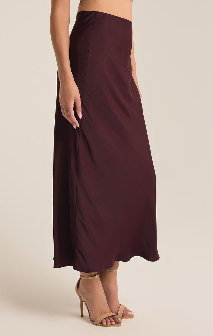 Skirts Europa Luxe Sheen Midi Skirt Berry Wine