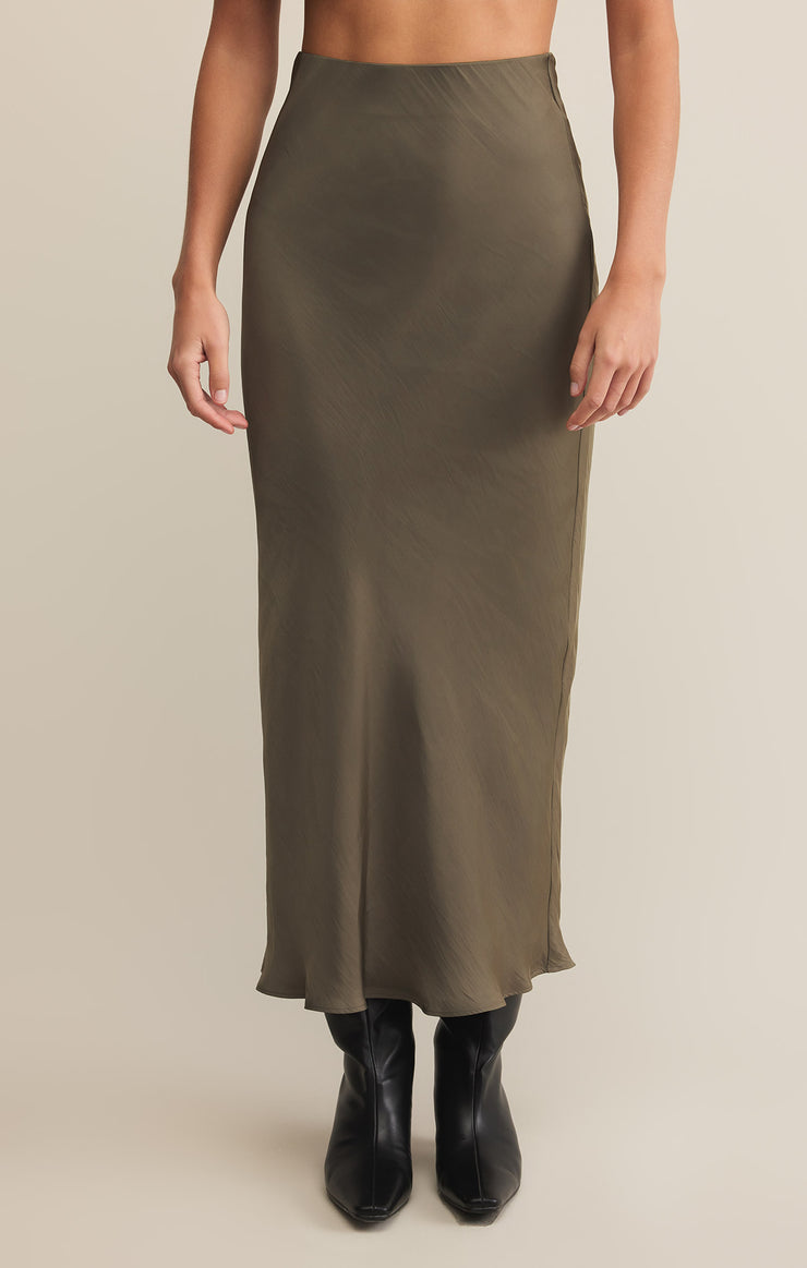 Skirts Europa Luxe Sheen Midi Skirt Olive Night