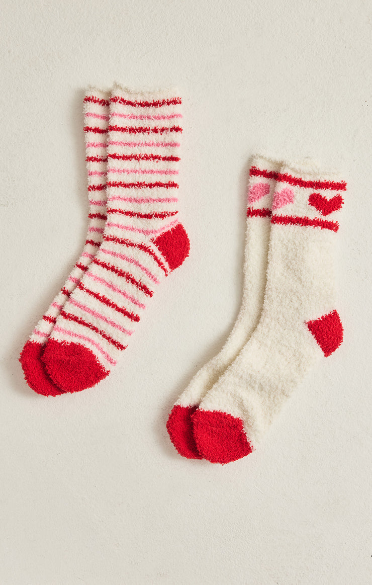 Accessories 2-Pack Plush Stripe Socks Vanilla Ice