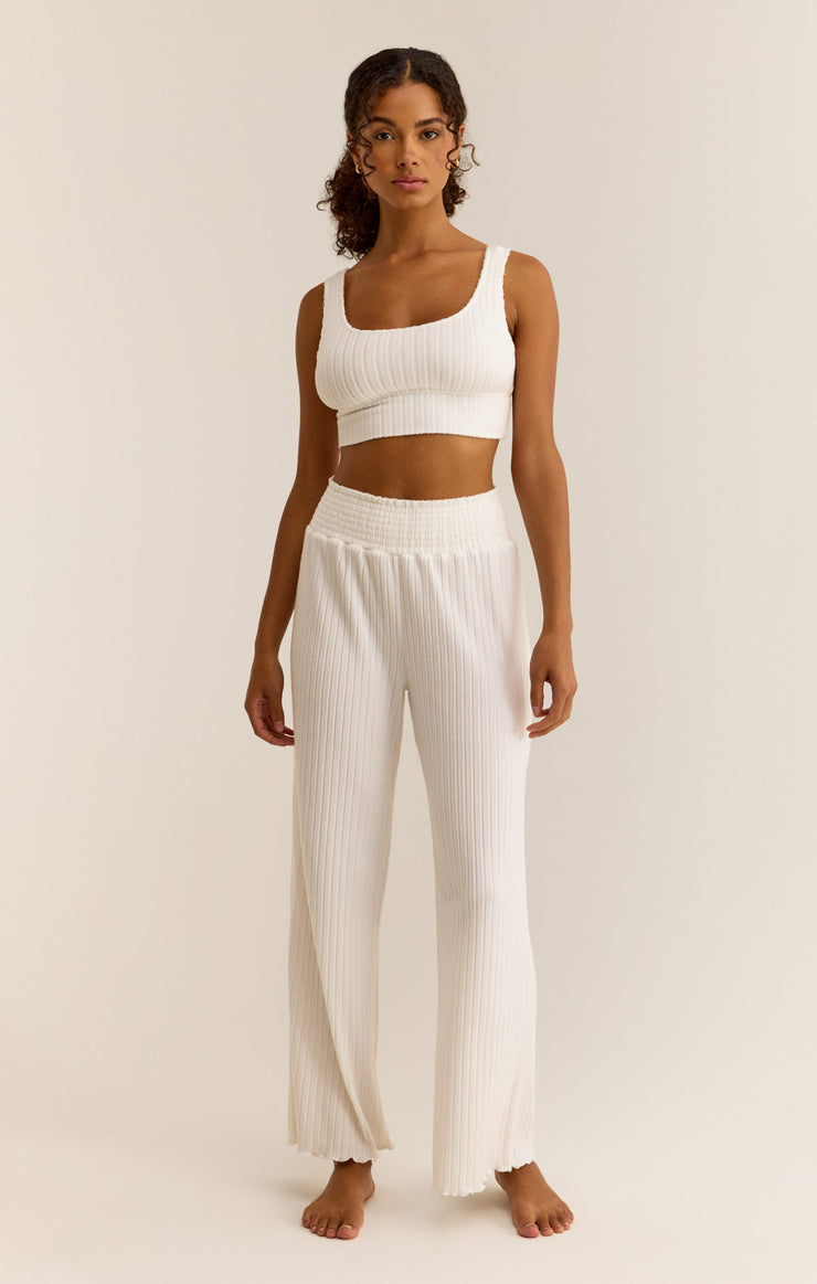 Pants Dawn Smocked Rib Pant White