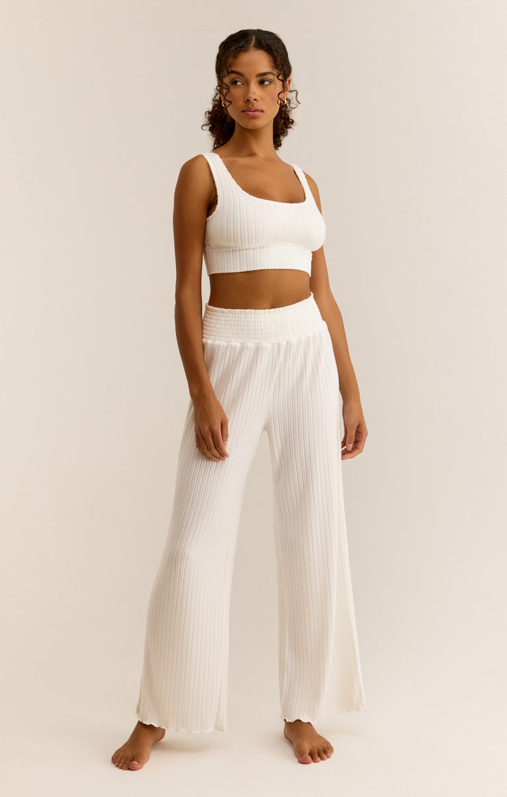 Pants Dawn Smocked Rib Pant White