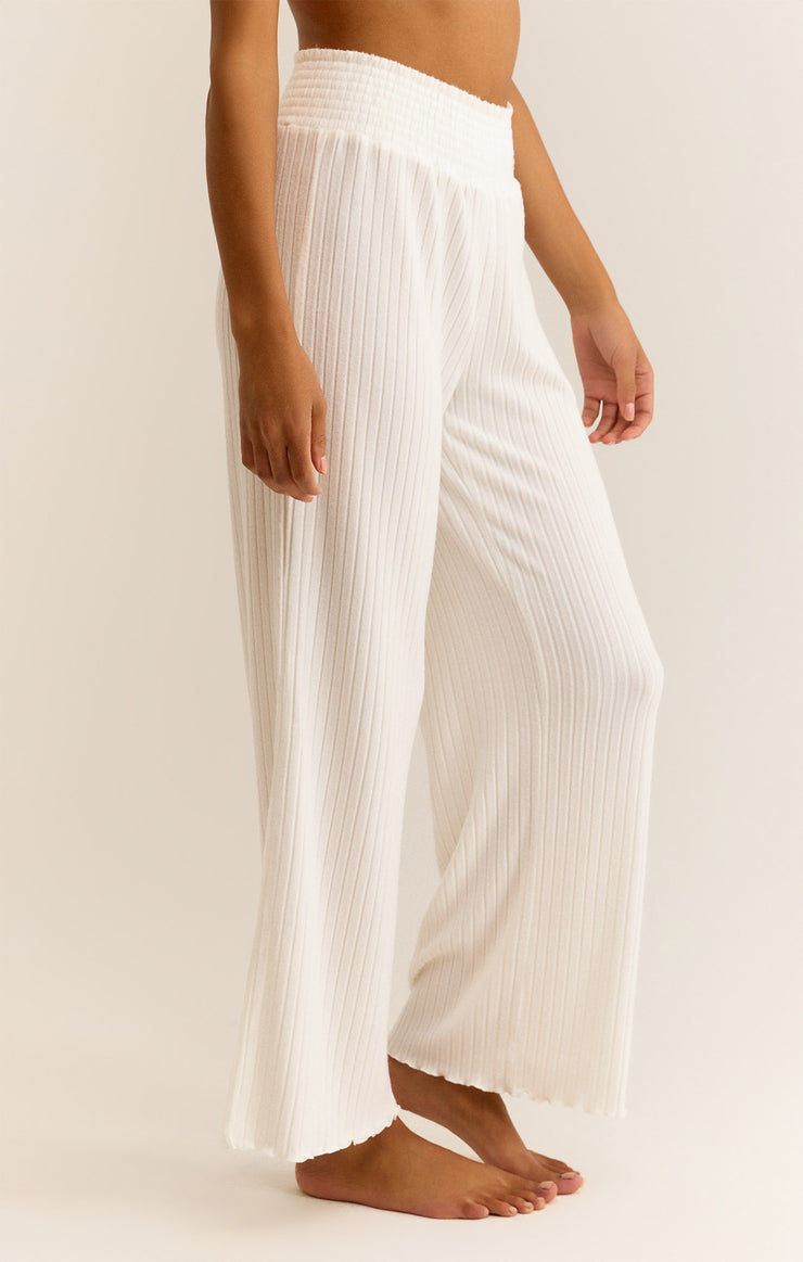 Pants Dawn Smocked Rib Pant White