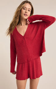 TopsMara Long Sleeve Cardigan Top Haute Red