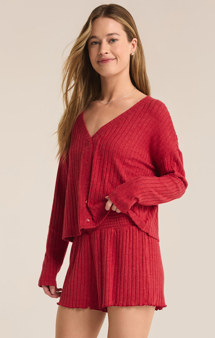 Tops Mara Long Sleeve Cardigan Top Haute Red