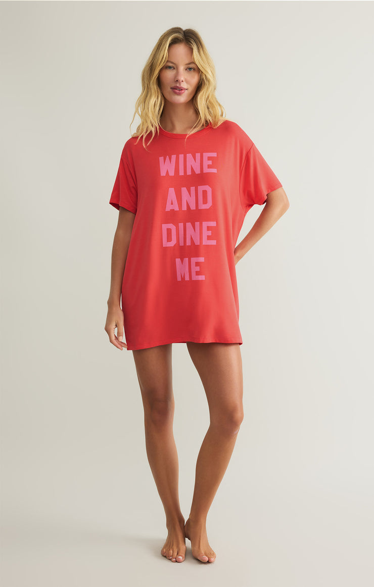 Tops Wine & Dine Night Shirt Hot Stuff