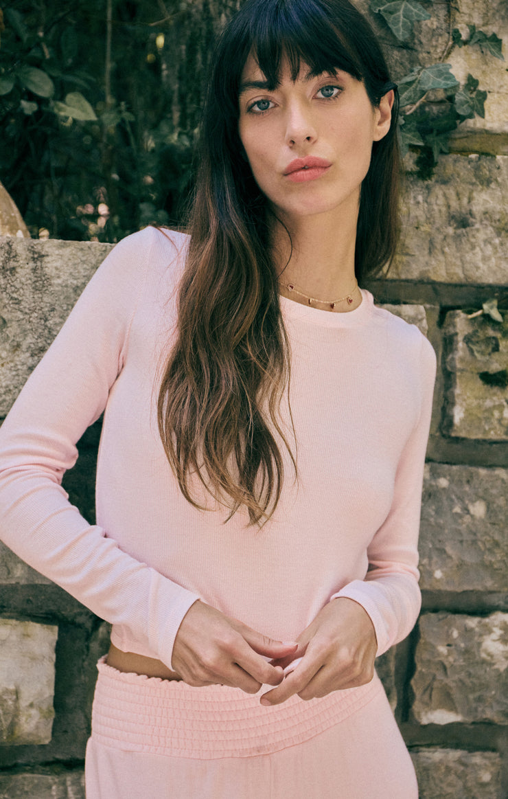 Tops Felt Cute Lux Long Sleeve Top Whisper Pink