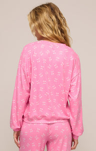 TopsCherry Long Sleeve Top Pink Bisou