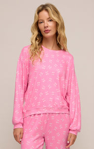 TopsCherry Long Sleeve Top Pink Bisou