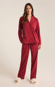 TopsDreamer Stripe Flannel Set Red Dahlia