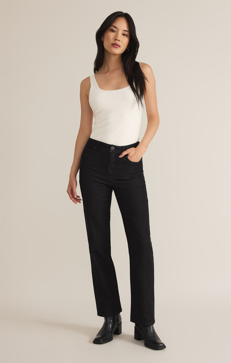 Pants Val Denim Straight Leg Black Sand