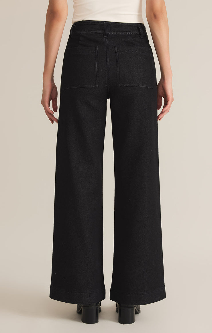 Pants Rilynn Denim Wide Leg Black Sand