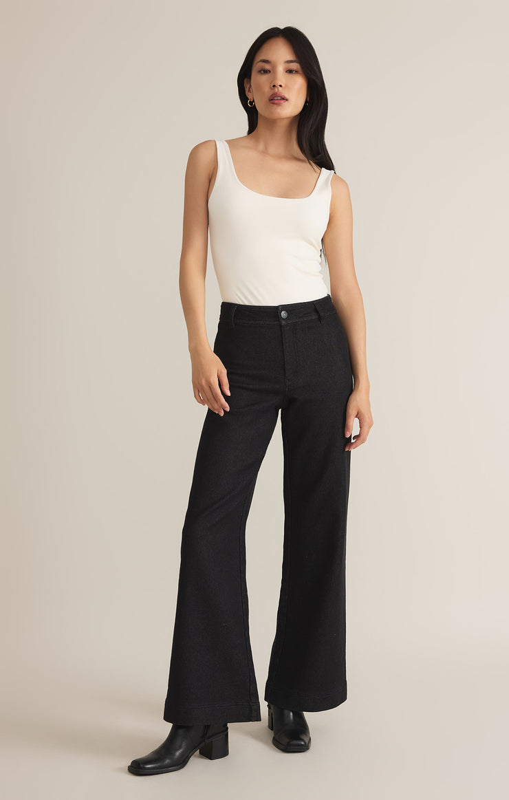 Pants Rilynn Denim Wide Leg Black Sand