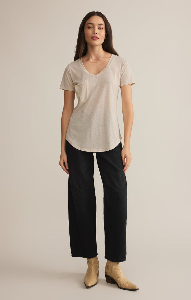 Tops Pocket Tee Light Oatmeal Heather