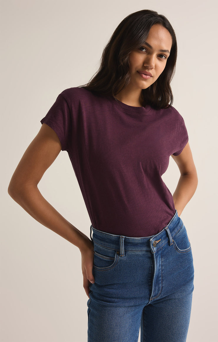 Tops Modern Slub Tee Berry Wine