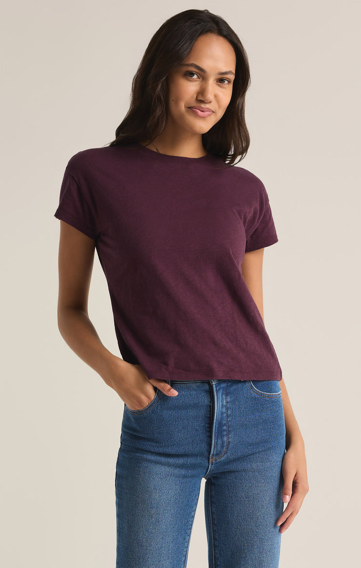 Tops Modern Slub Tee Berry Wine