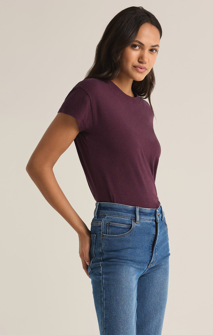 Tops Modern Slub Tee Berry Wine