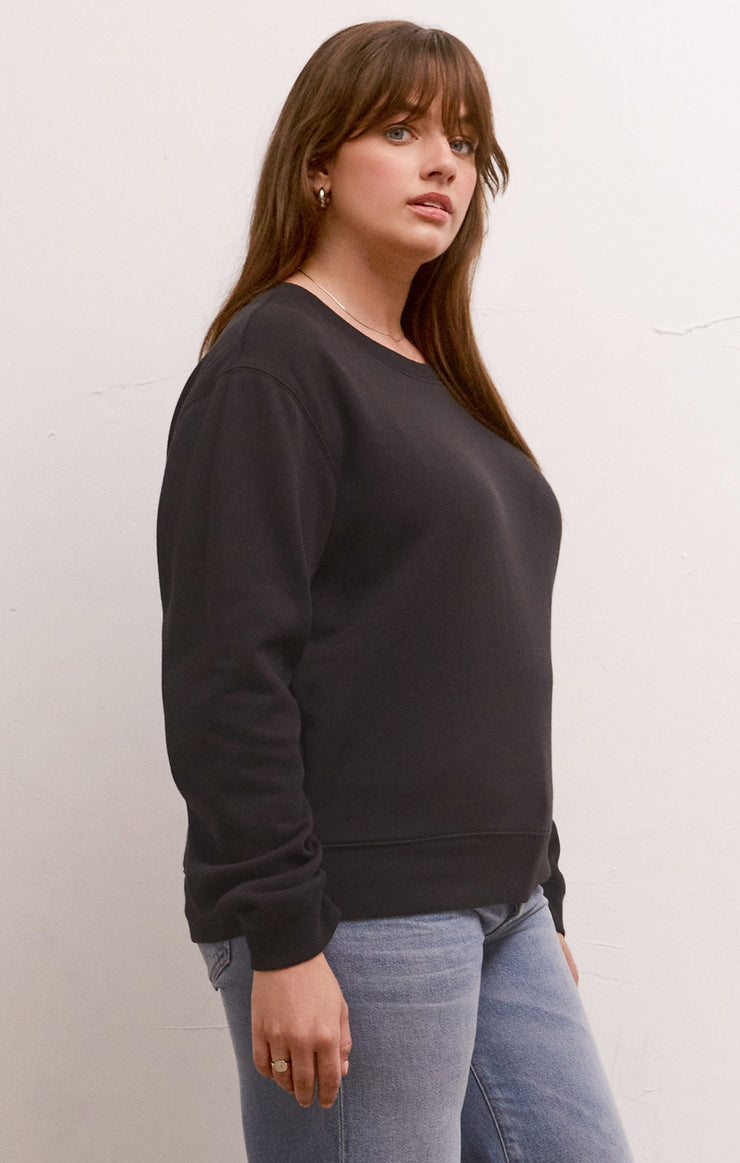 Tops Classic Crew Fleece Sweatshirt Black