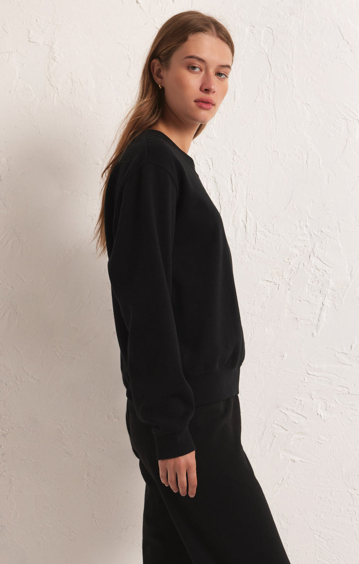 Tops Classic Crew Fleece Sweatshirt Black