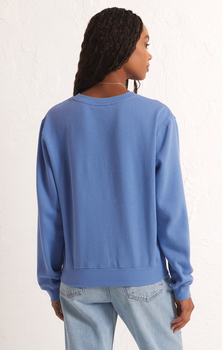 Tops Classic Crew Fleece Sweatshirt Blue Isle