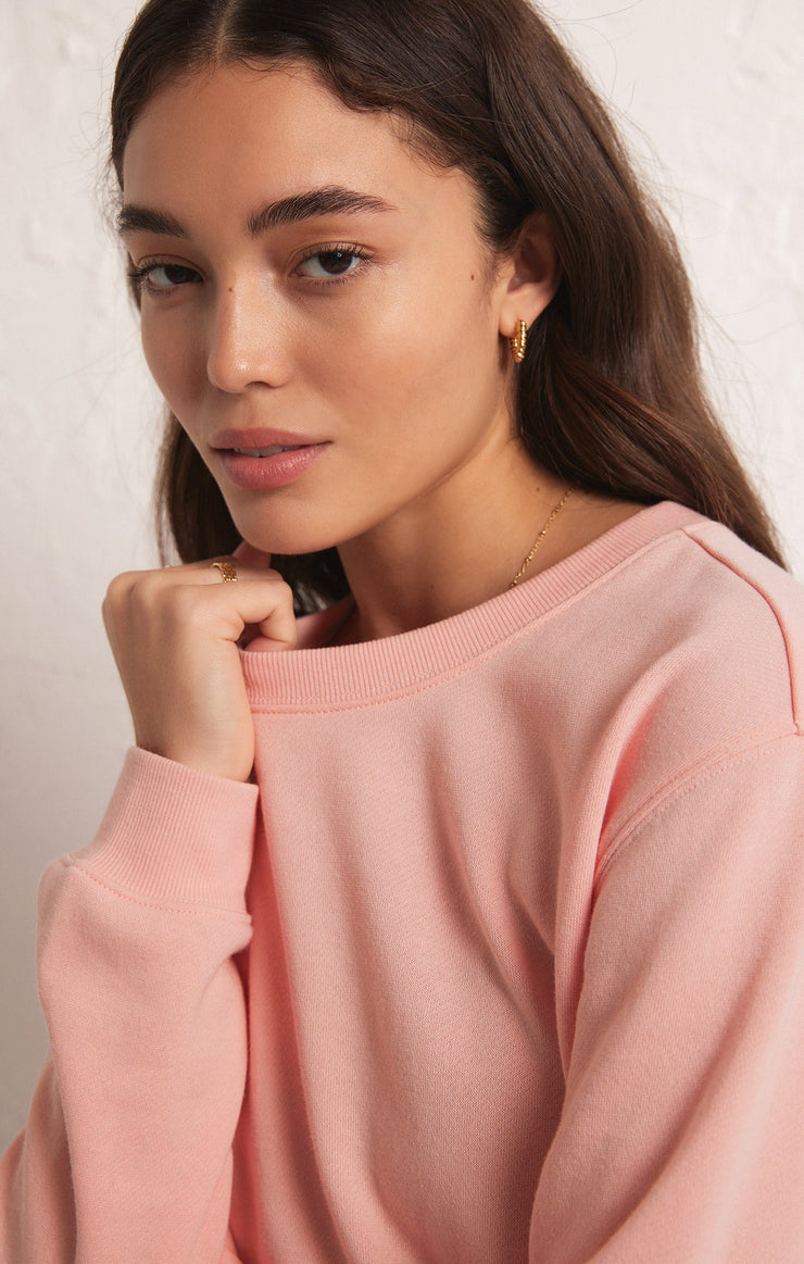 Tops Classic Crew Fleece Sweatshirt Pink Lemonade