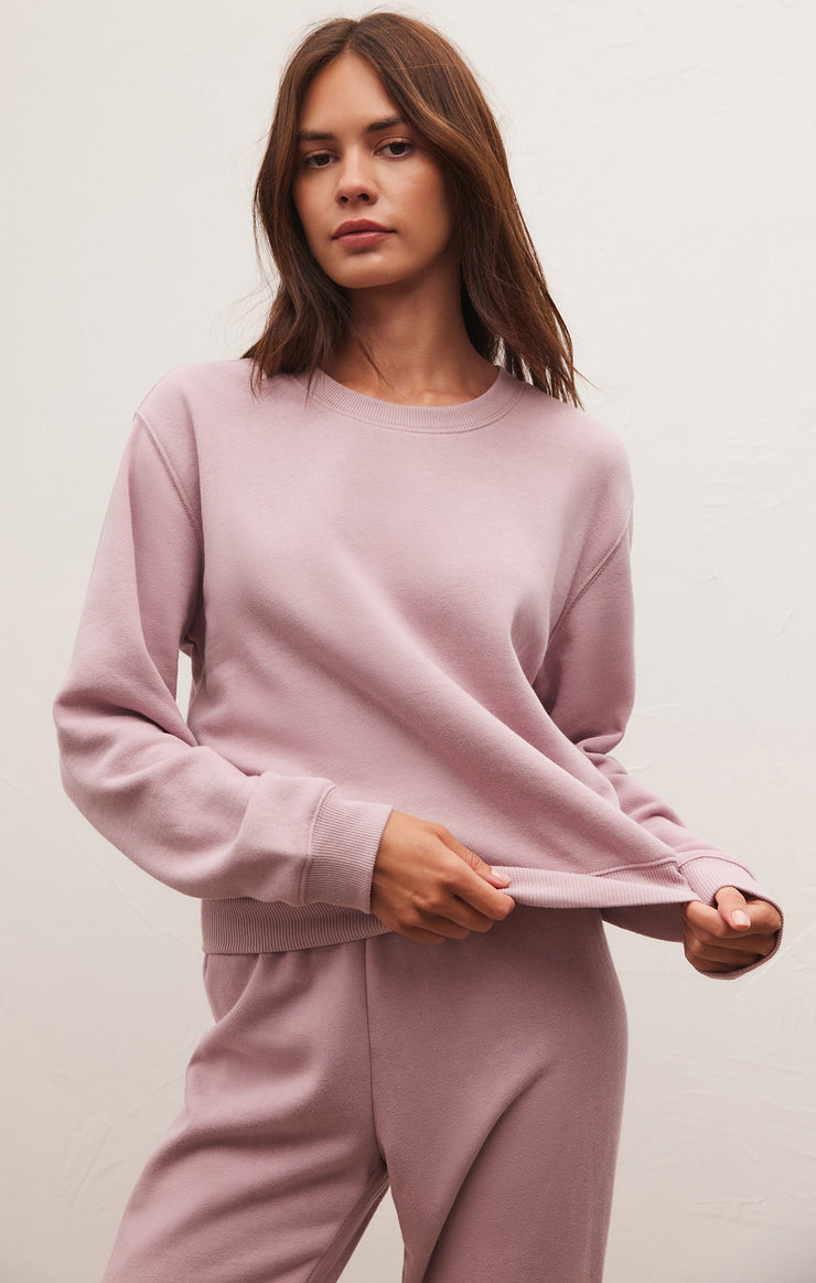 Tops Classic Crew Fleece Sweatshirt Shadow Mauve