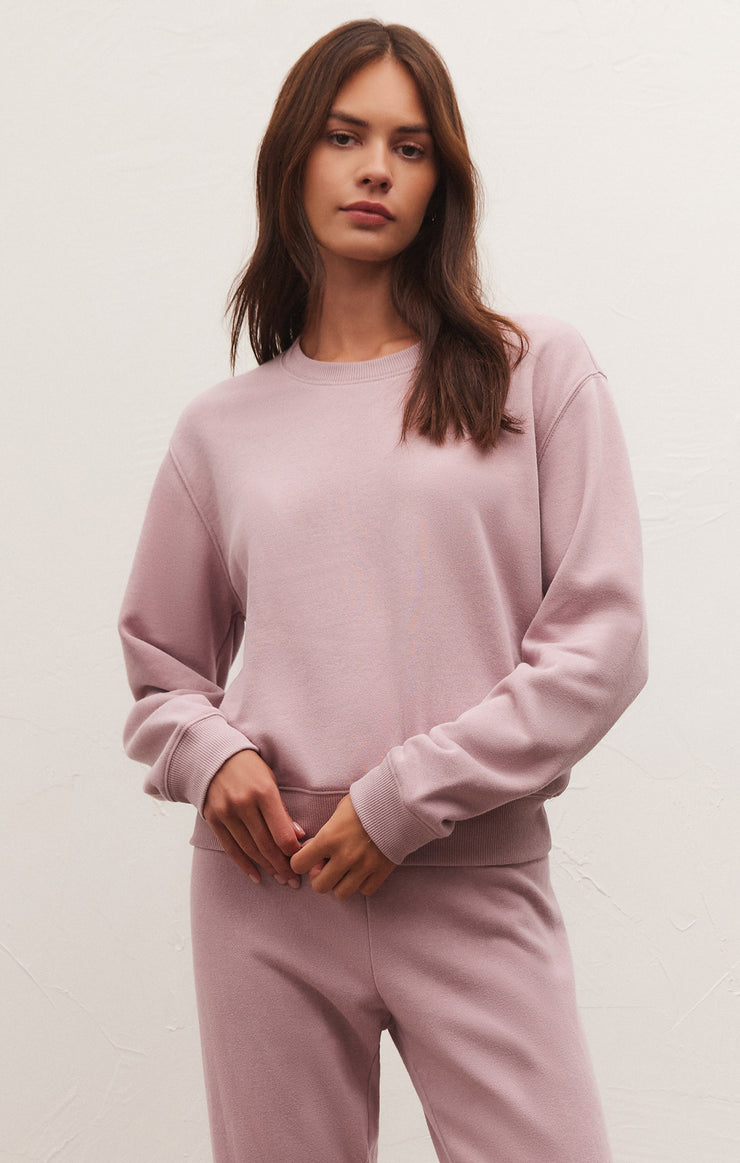 Tops Classic Crew Fleece Sweatshirt Shadow Mauve