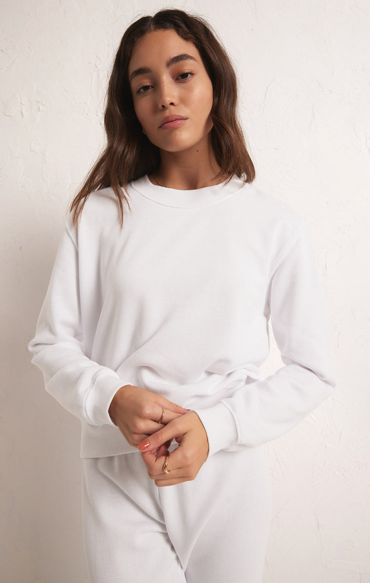 Tops Classic Crew Fleece Sweatshirt White