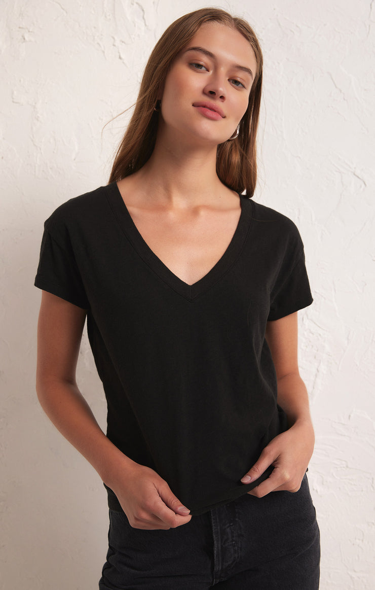 Tops Modern V-Neck Tee Black