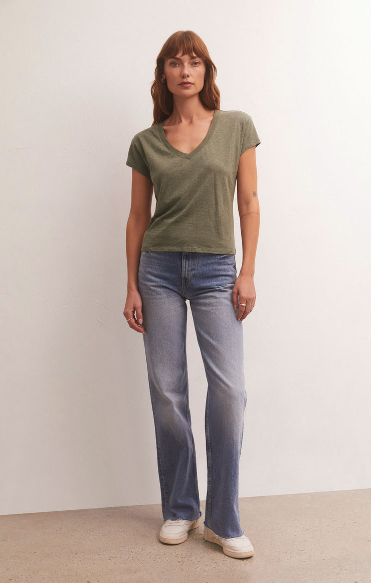 Tops Modern V-Neck Tee Evergreen