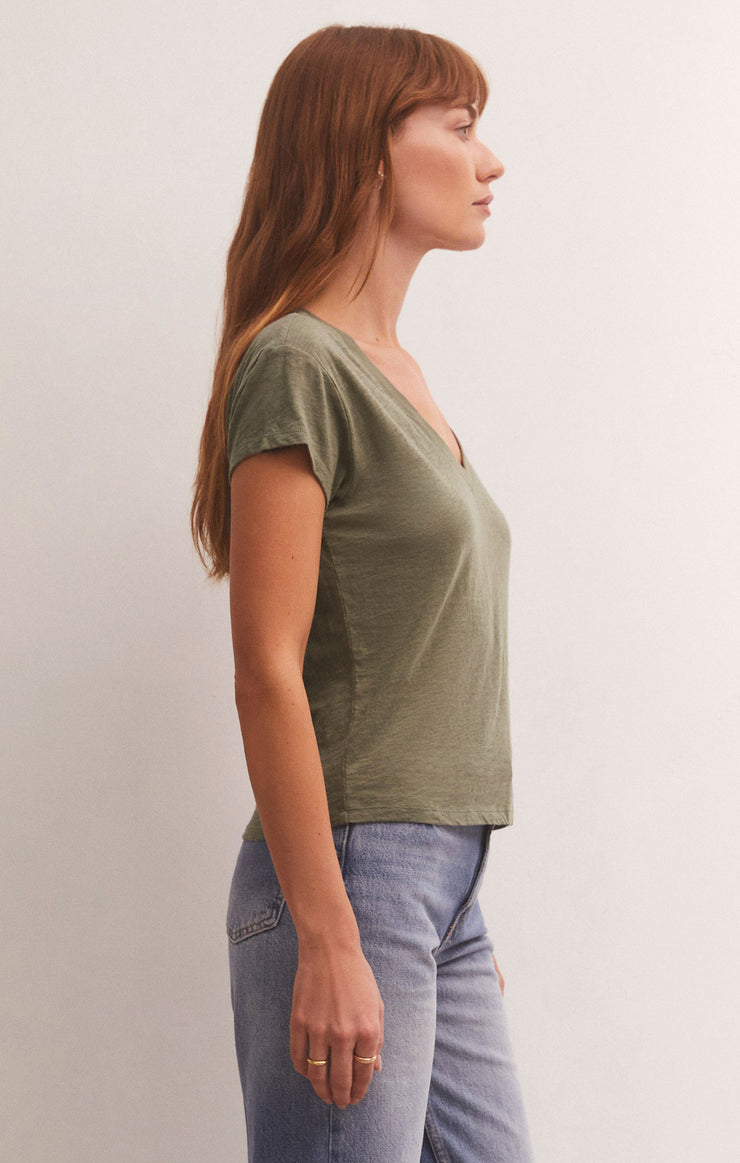 Tops Modern V-Neck Tee Evergreen